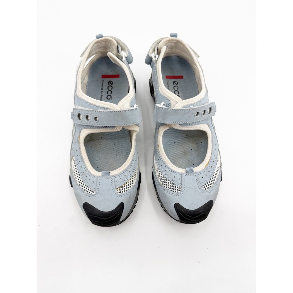 Ecco Receptor Mary Jane Sneakers Light Blue Mesh Size 40 US 9-9.5